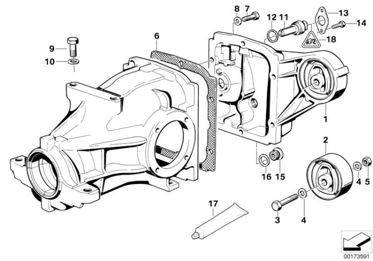 Transmission cover with rubber mounting, Number 01 in the illustration