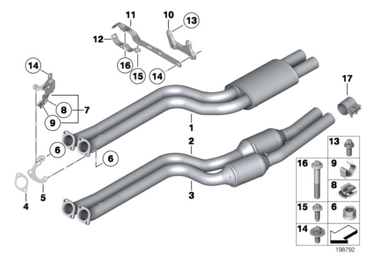 18207586702 Bracket front pipe Exhaust system Catalytic converter front silencer BMW i3 BMW i3  E89 >198792<, Soporte de tubo delantero