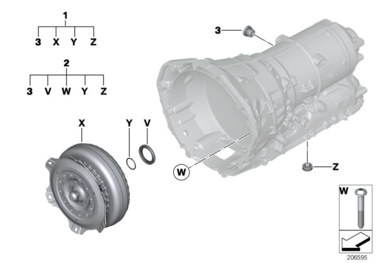 24407544949 Repair kit torque converter Automatic transmission Individual transmission parts BMW 3er F34 24407647844 1er  F20 F22 F30 F31 F34 >206595<, Kit di riparazione convert. di coppia