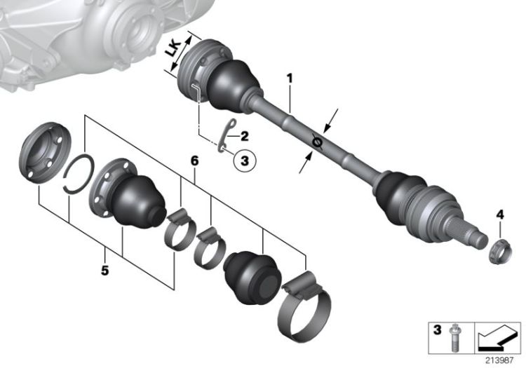 RP REMAN output shaft, left, Number 01 in the illustration