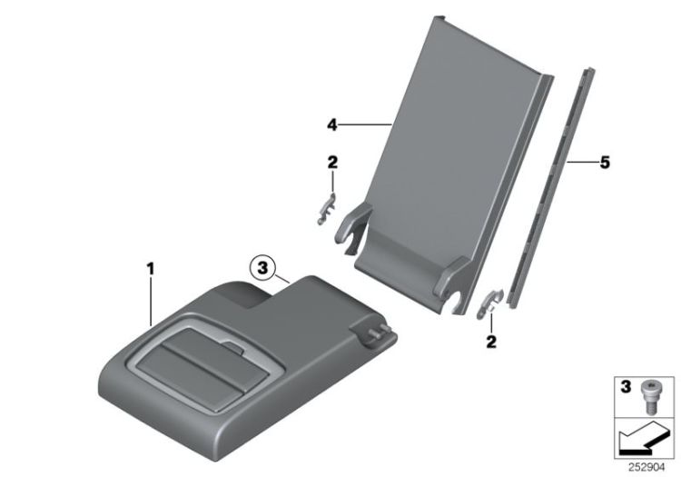 Centre arm rest, leather, Number 01 in the illustration