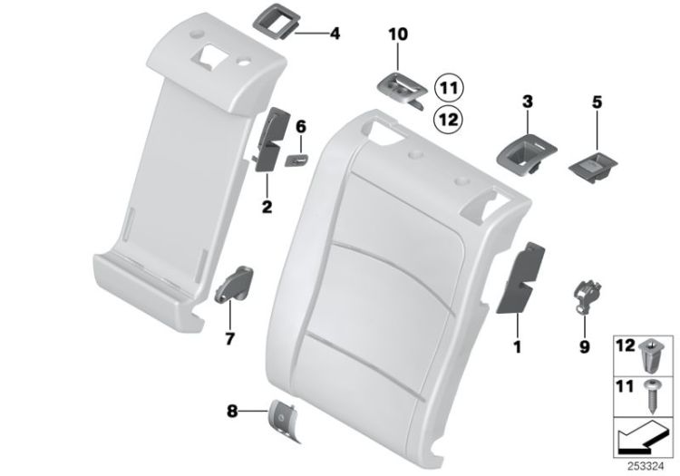52207271352 Cover belt outlet Seats Rear seat BMW 5er G30 F11N >253324<, Schermo, uscita cinghia