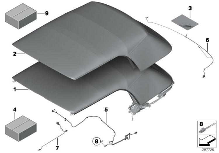 Convertible-top cover, Number 02 in the illustration