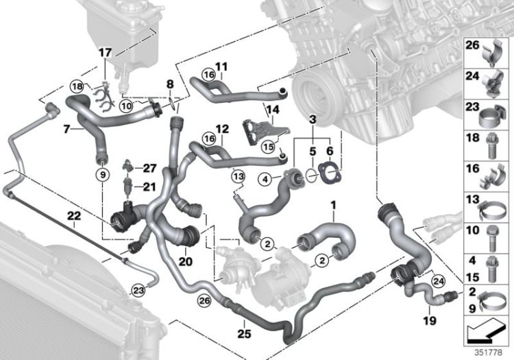 Schlauch Wärmetauscher Motoröl, Nummer 11 in der Abbildung