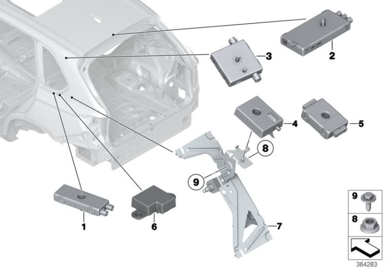 Halter TCB/Notfall-Antenne, Nummer 07 in der Abbildung