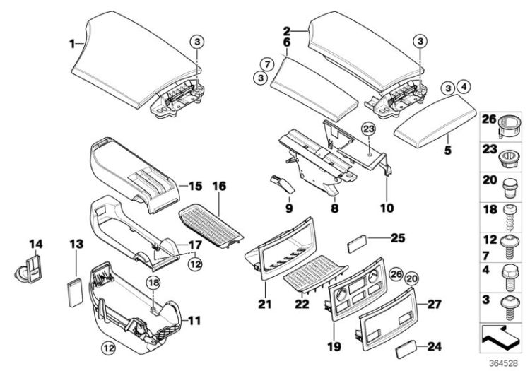 Center arm rest schwarz