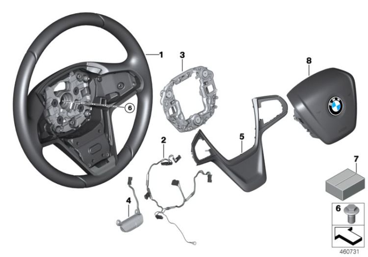 Decorative trim, steering wheel, Number 05 in the illustration