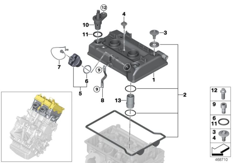 Nockenwellensensor, Nummer 10 in der Abbildung