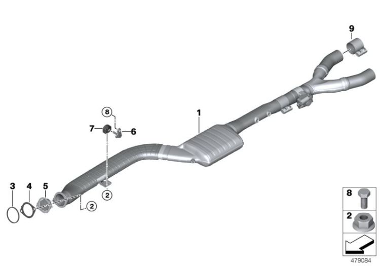 18308585870 Mixer Exhaust system Catalytic converter front silencer BMW X1 E84 G11 7er  G30 5er  >479084<, Miscelatore