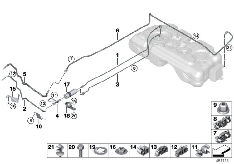 Halter Kraftstofffilter, Nr. 18 in der Abbildung