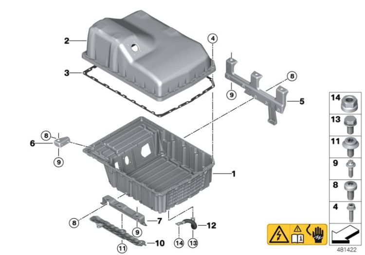 Gehäuse Hochvolt-Batterie, Nummer 01 in der Abbildung