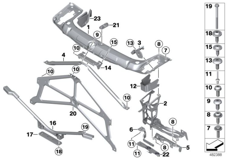 Halter Scheinwerfer rechts, Nummer 03 in der Abbildung