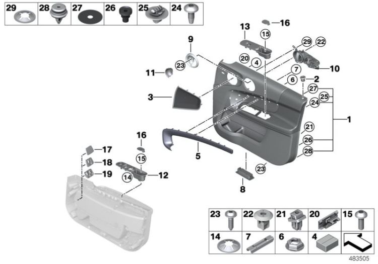 51417404649 Speaker cover front left Vehicle trim Door trim panels lateral trim panels Mini Paceman Paceman  Countryman  >483505<, Moldura altavoz delantero izquierdo