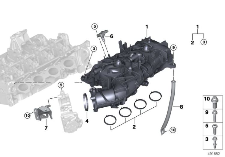 11619486362, Pre-formed seal, Engine, Intake manifold, BMW 7er  E65, 116100000037534472,, Junta preformada