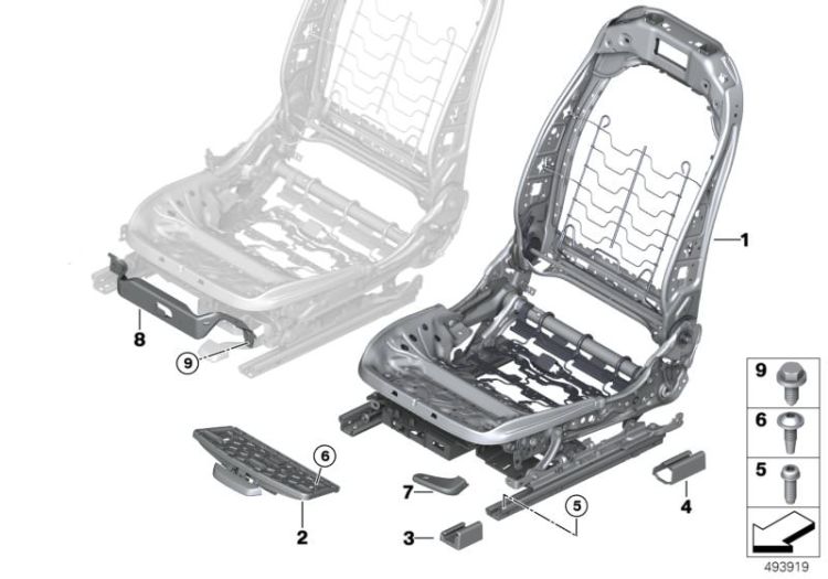 Seat structure electric right, No. 01 in the picture