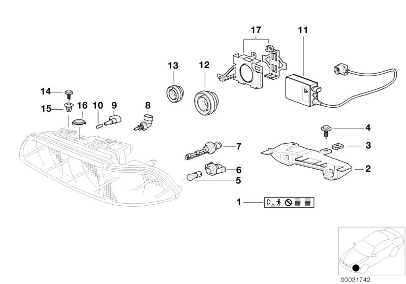 Original BMW Satz Halter Steuergerät Xenon-Licht li. 6er E24