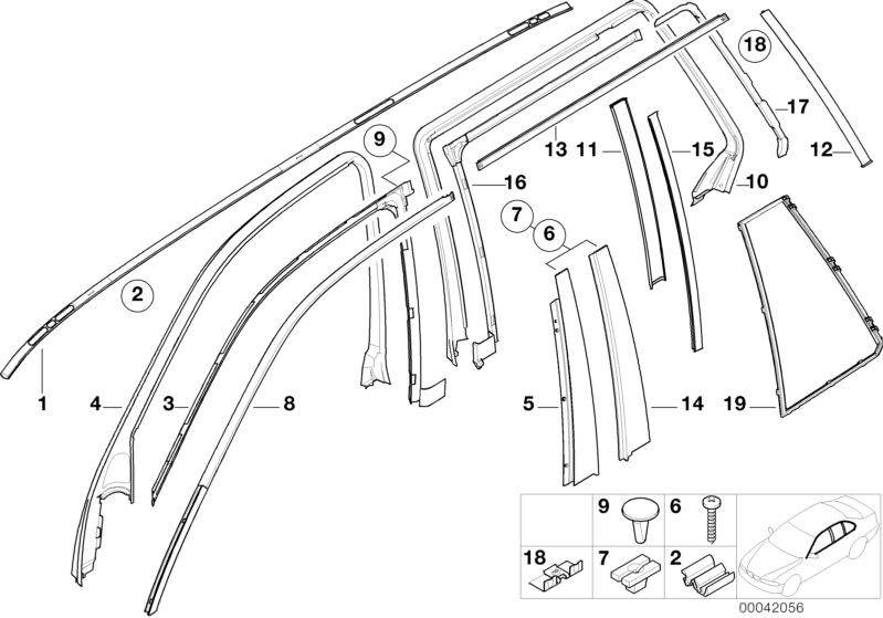 Original BMW Abdeckung Tür mit Schalter hinten links 6er E24