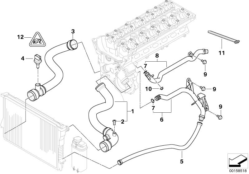Kaufe Motoren linker Kühlmittelkühlerschlauch Wasserrohrleitung für BMW E46  320 323 325 328 330 17127510952