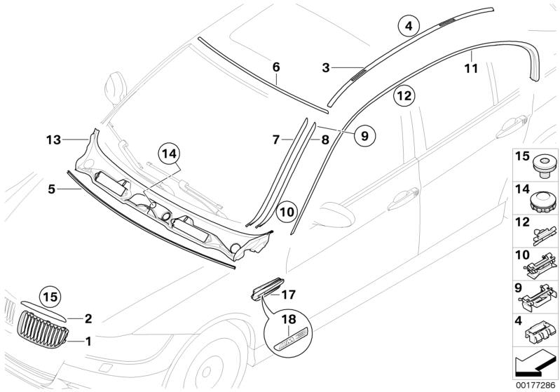 BMW E91 Tür Leiste Türleiste Zierleiste Blende Vorne links 7121473