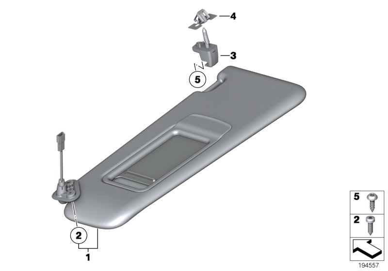 Pare-soleil avec miroir de courtoisie g d`origine BMW grau (51167252053)