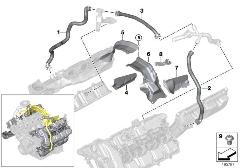 Original BMW Hitzeschutz oben X6 F16 ZYL. 1-4