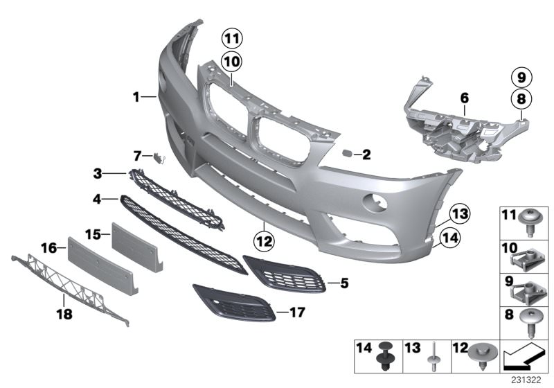 Original BMW Satz Abdeckung grundiert M-Paket / SRA (51118052110)