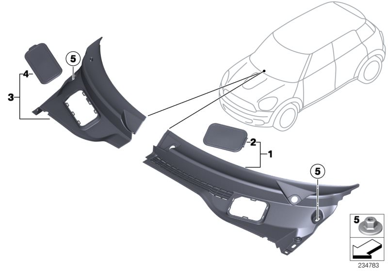 Original BMW Abdeckung Windlauf rechtsMini Paceman R61