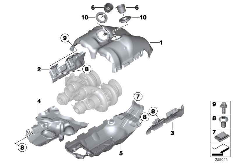 Original BMW Hitzeschutz oben X6 F16 ZYL. 1-4