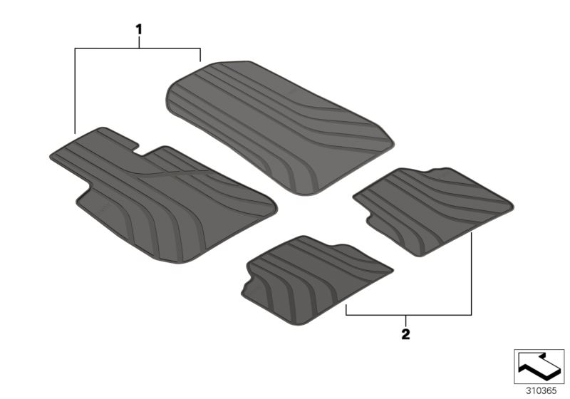 hinten Allwetter ANTHR. Original BMW 3er E9X E92 Fussmatten