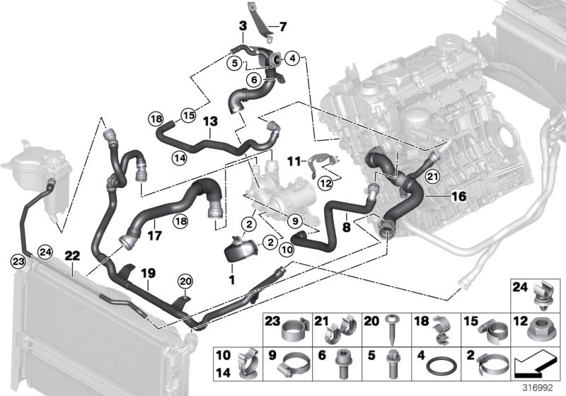 Original BMW Leitung Heizungsrücklauf-Thermostat- 1er E88