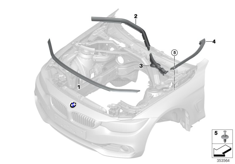 Joint de capot avant d`origine BMW (51767255802)