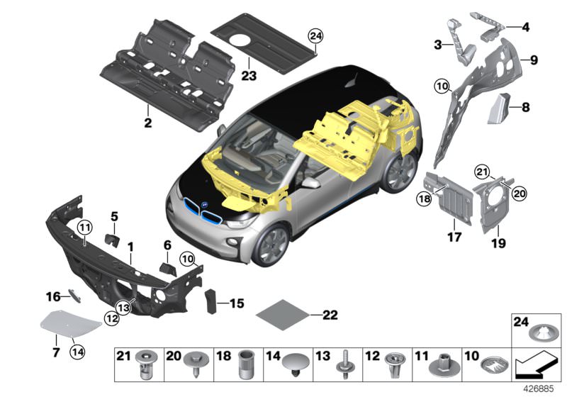 Isolation phonique montant D droit d`origine BMW (51447377590