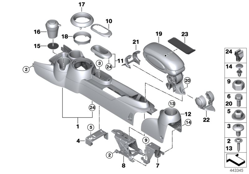 Mittelarmlehne für Mini R55 Cllubman