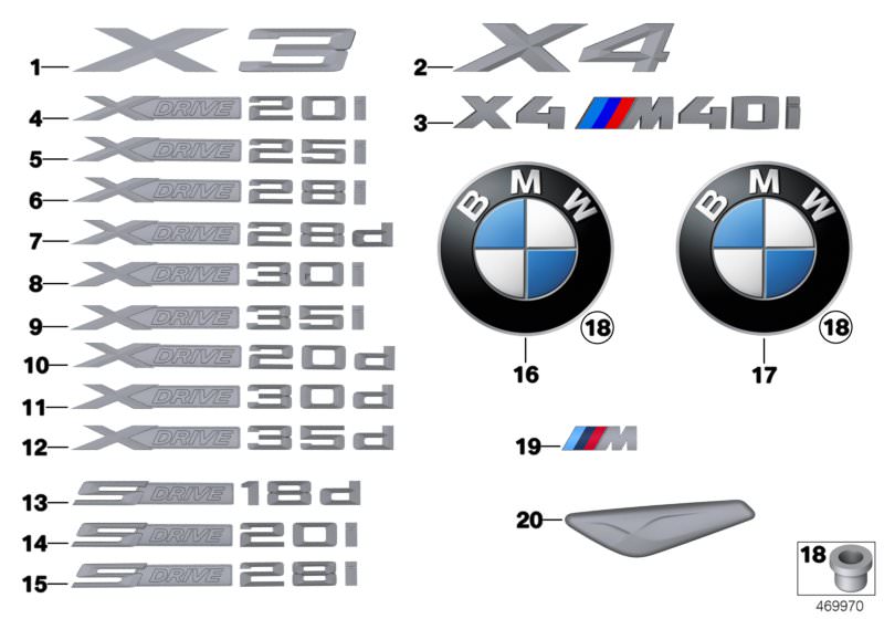 Original BMW X Laufwerk 30d Tür Emblem Seite Logo für X3 E83 F25 X4 F26 X5 E70 