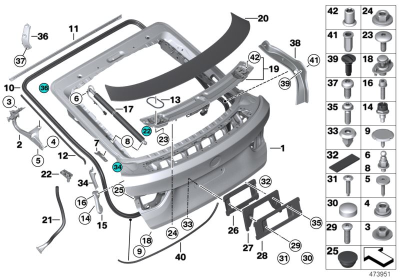 Original BMW Aufnahme Gasdruckfeder Heckklappe rechts 5er E60