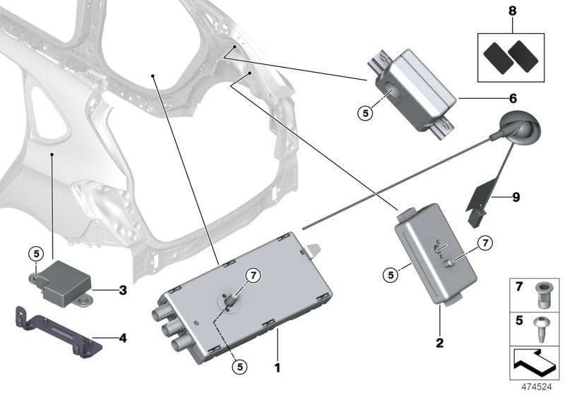Amplificateur d'antenne diversité BMW F30 F32 Module DAB lunette arrière  9231175