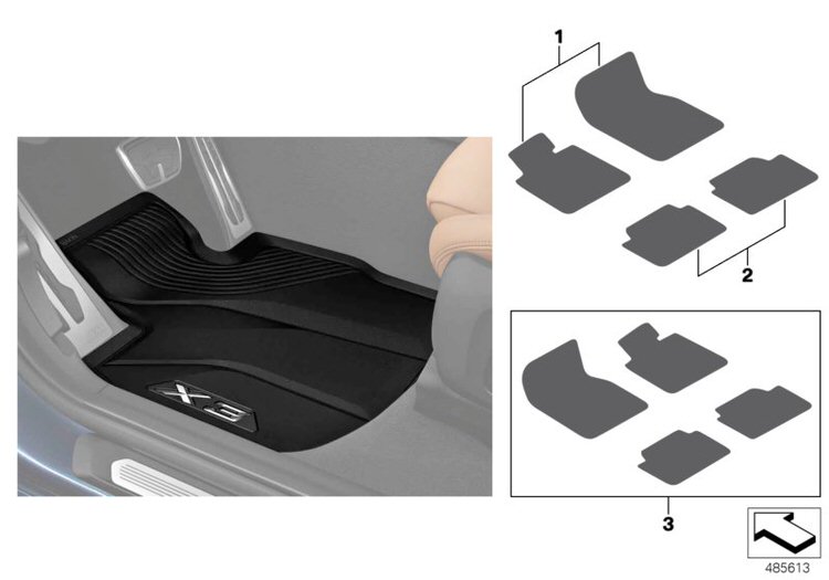 vorn Fussmatten Allwetter X3 BMW (51472450511) LHD Original