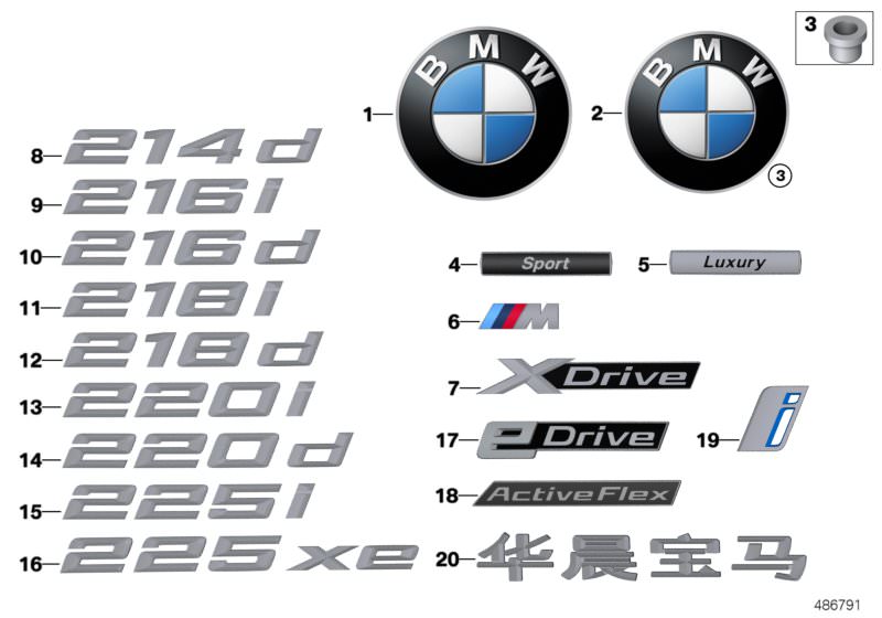 Original BMW Schriftzug 2er F46 220 D
