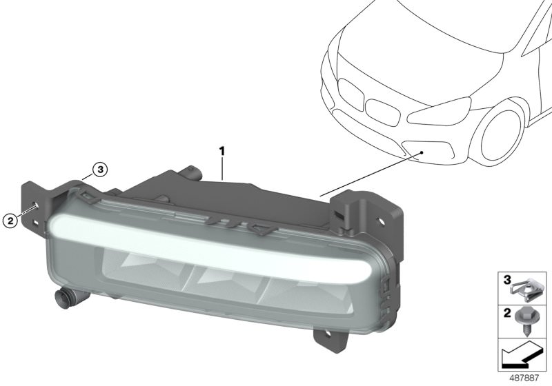 Front fog lamp, LED, right M