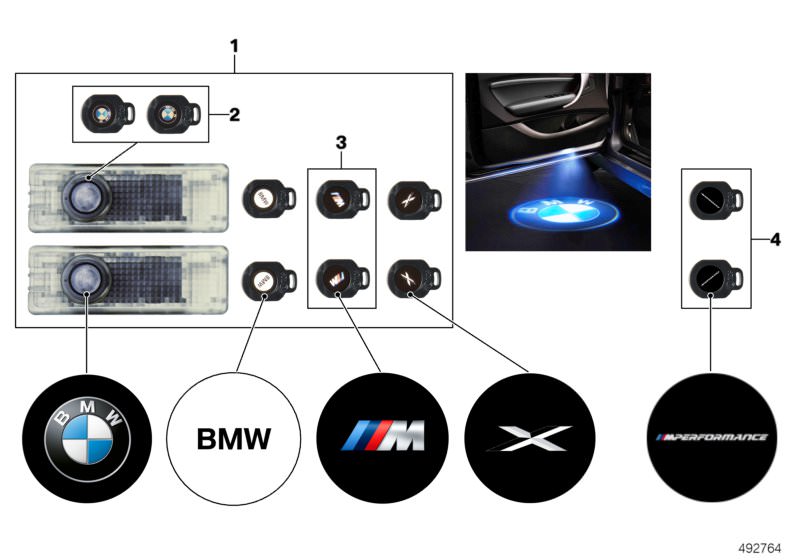 Barrettes LED de porte BMW d`origine BMW (63312414105)