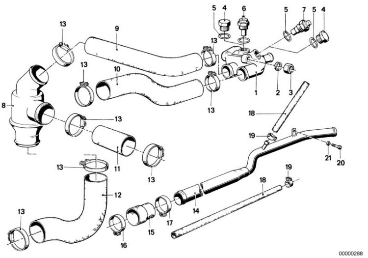 Cooling system-thermostat/water hoses ->47152110733