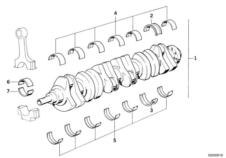 Crankshaft with bearing shells ->47155113068