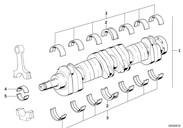 Crankshaft with bearing shells ->47157113044