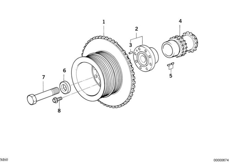 11231704342 Vibration damper Engine Belt Drive BMW Z3 Roadster Z3 11231733735 E34 E38 E32 E31 >674<, amortiguador