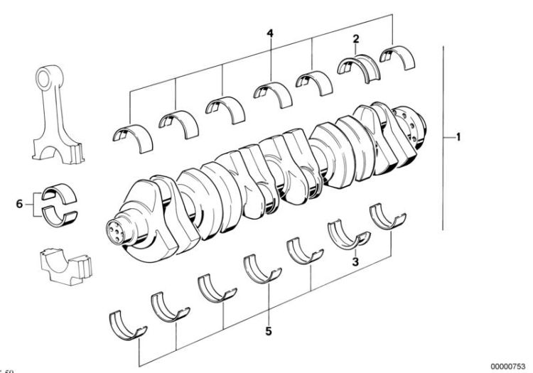 Crankshaft with bearing shells ->47213112041