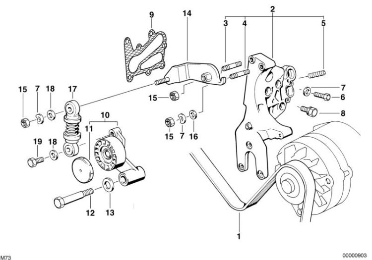 Belt drive for alternator/vane pump ->47329111079