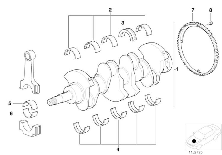 Crankshaft with bearing shells ->47426116105