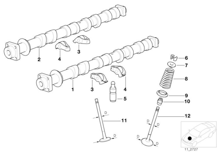 Rollenschlepphebel links, Nummer 03 in der Abbildung