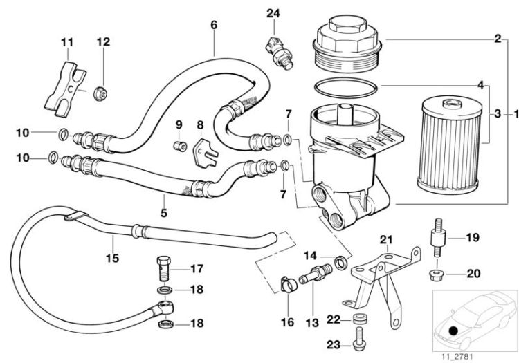 11421440181 PRESSURE HOSE ASSY INLET Engine Lubrication system BMW 6er E24 11421742923 E39 >1020<, Tubo di compressione ammissione