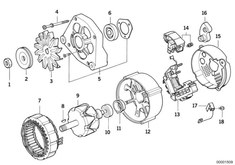 Alternator, individual parts 105A ->47211121297